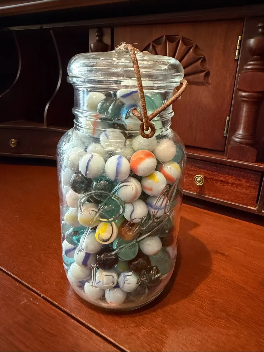 Vintage Marbles - Ball Mason Jar Filled with Colorful Glass Marbles